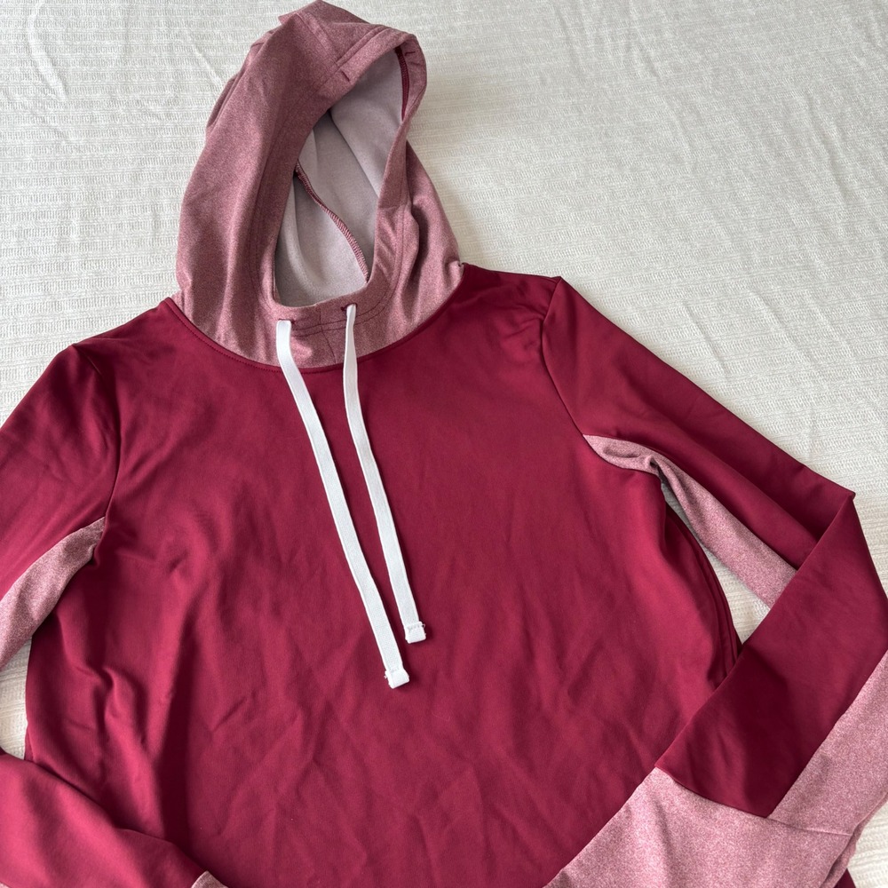 Under Armour Womens ColdGear Maroon‎ Colorblock Hoodie XS 1370201-626